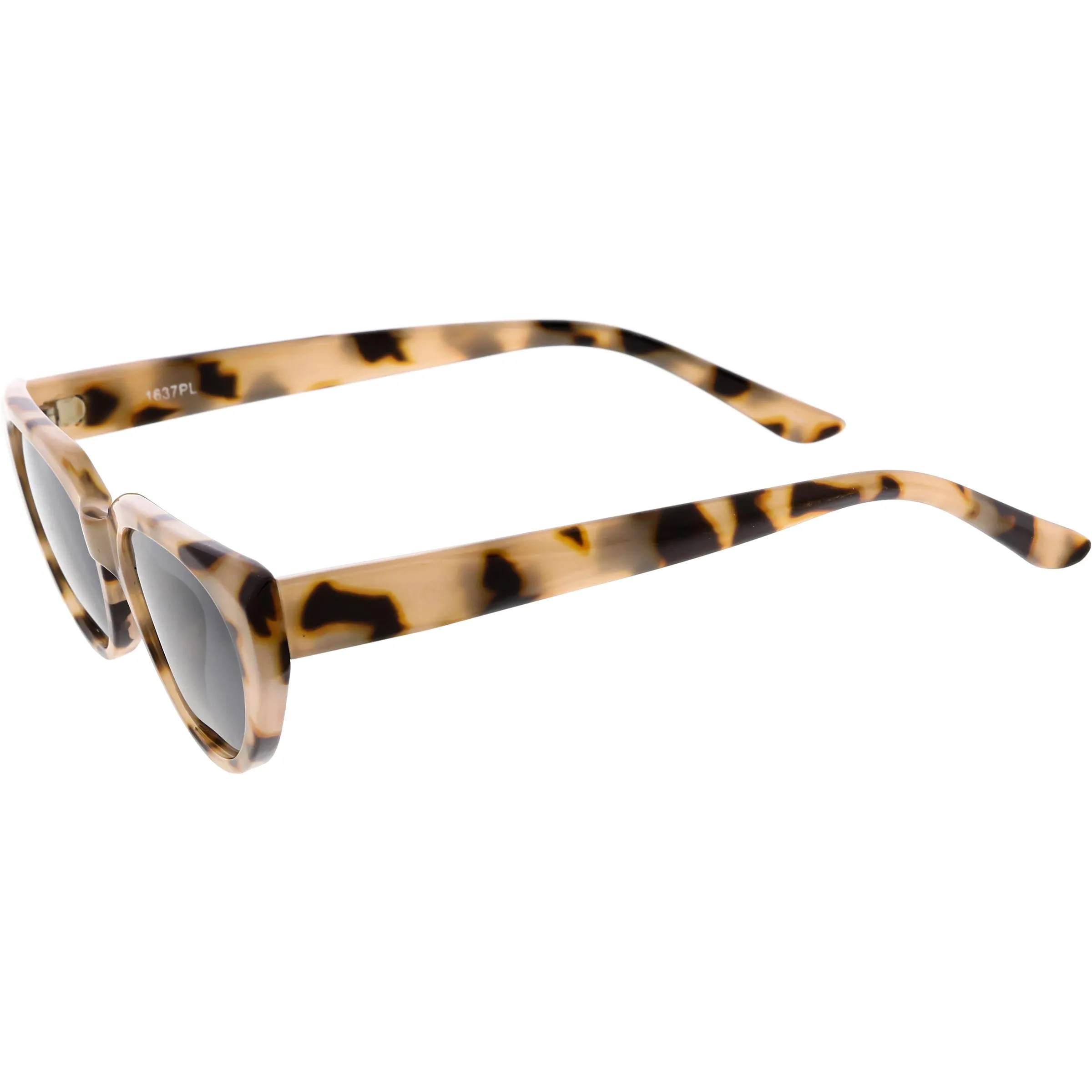 Polarized Neutral Colored Oval Lens Wide Arms Cat Eye Sunglasses C928