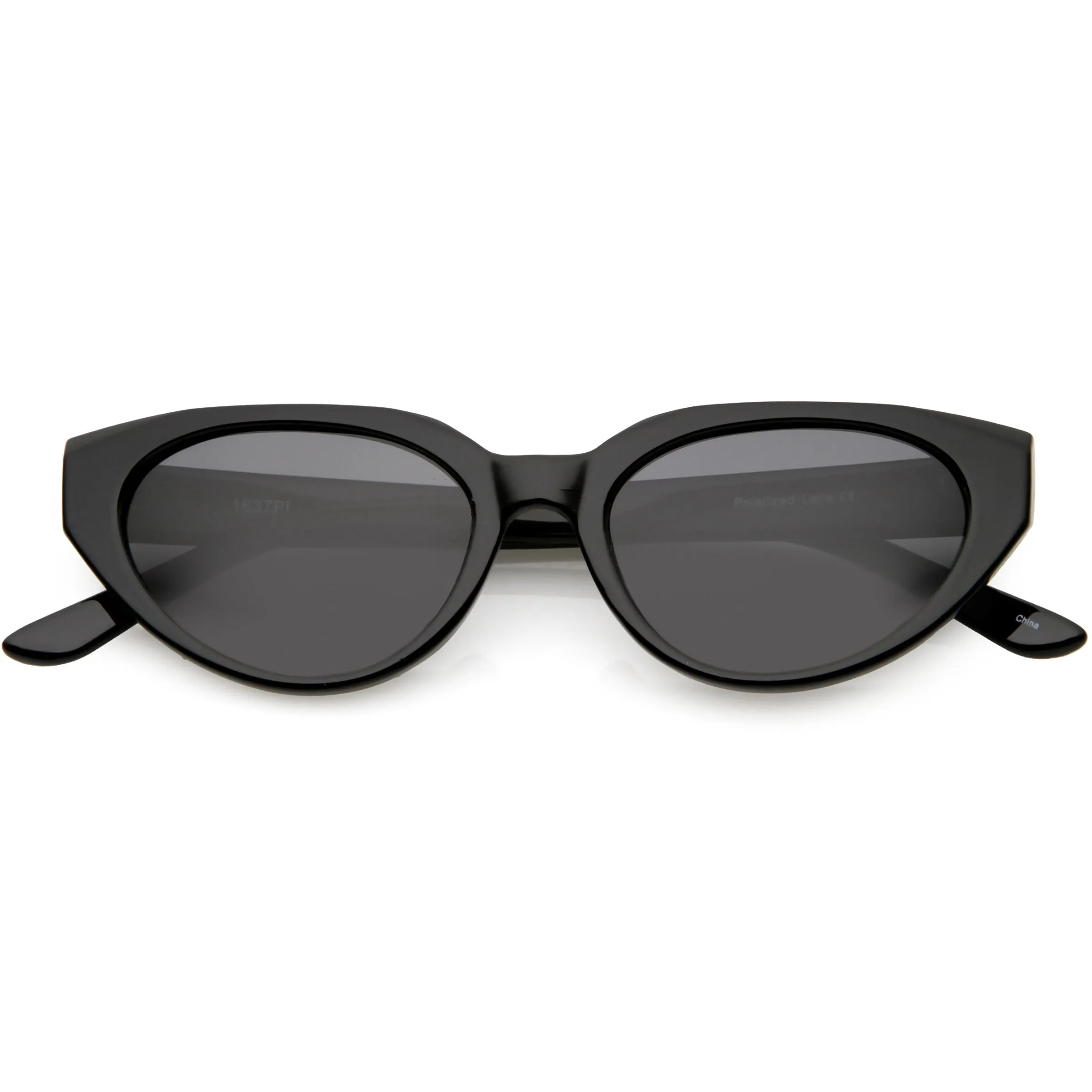 Polarized Neutral Colored Oval Lens Wide Arms Cat Eye Sunglasses C928