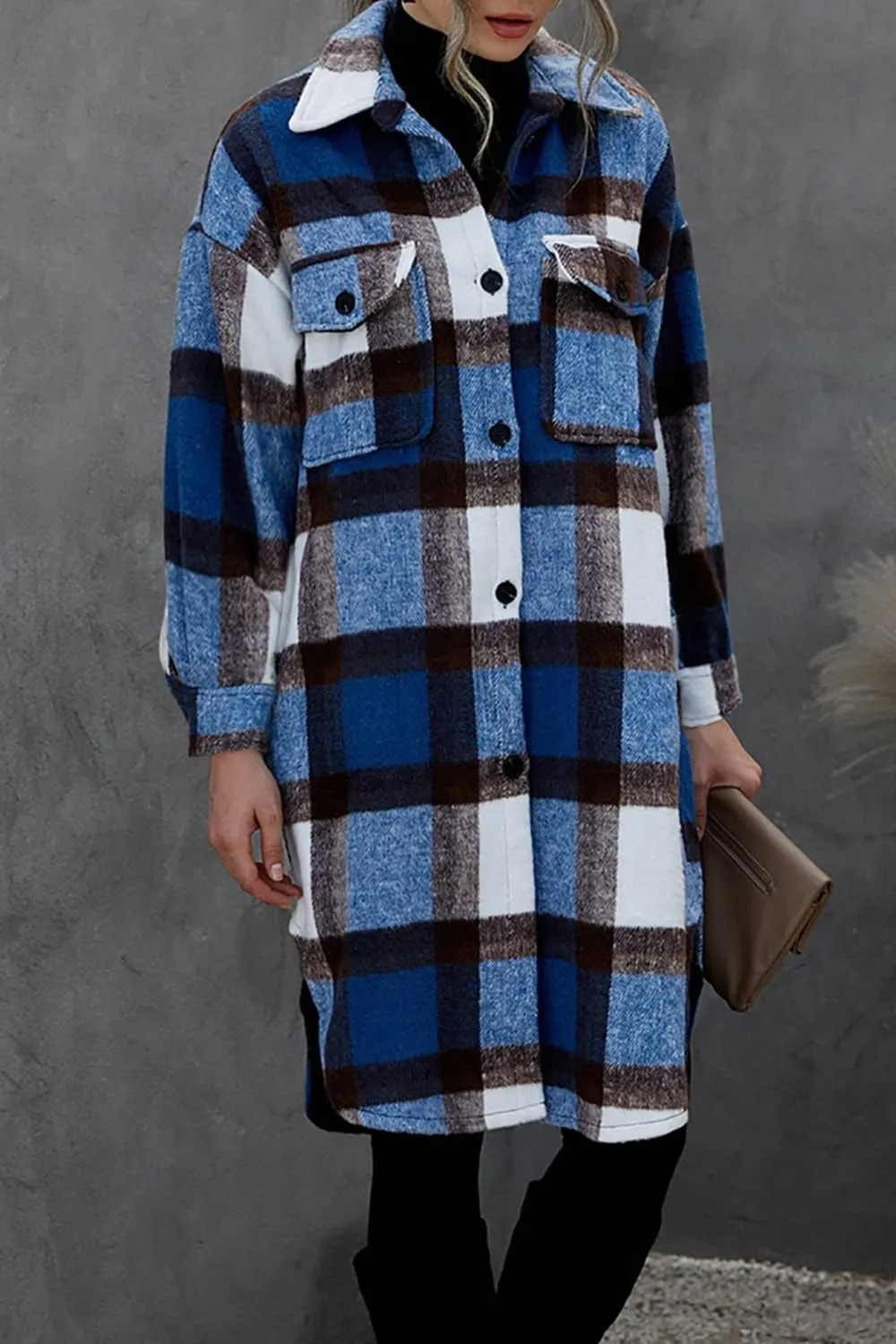 PRETTYGARDEN Women's 2025 Plaid Shacket Jacket Long Sleeve Button Down Shirts Fashion Winter Wool Coats
