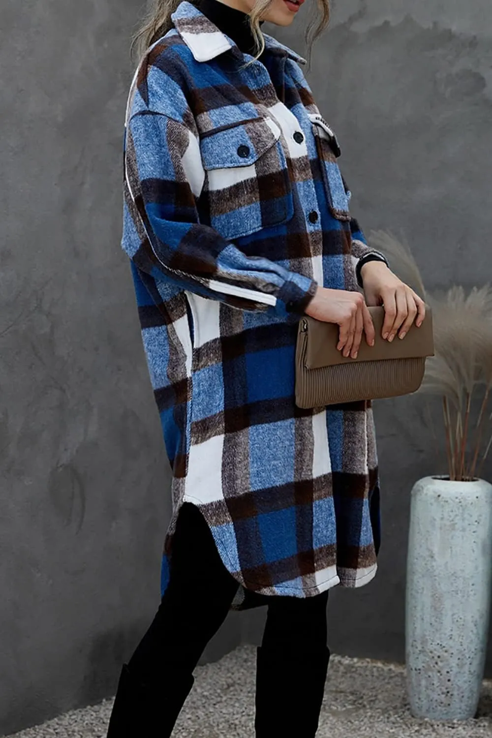 PRETTYGARDEN Women's 2025 Plaid Shacket Jacket Long Sleeve Button Down Shirts Fashion Winter Wool Coats