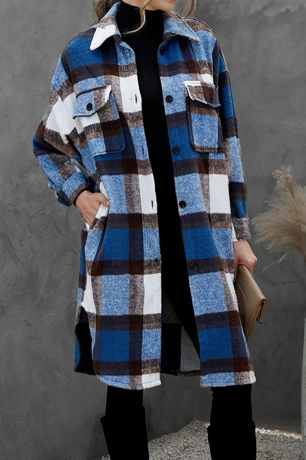PRETTYGARDEN Women's 2025 Plaid Shacket Jacket Long Sleeve Button Down Shirts Fashion Winter Wool Coats