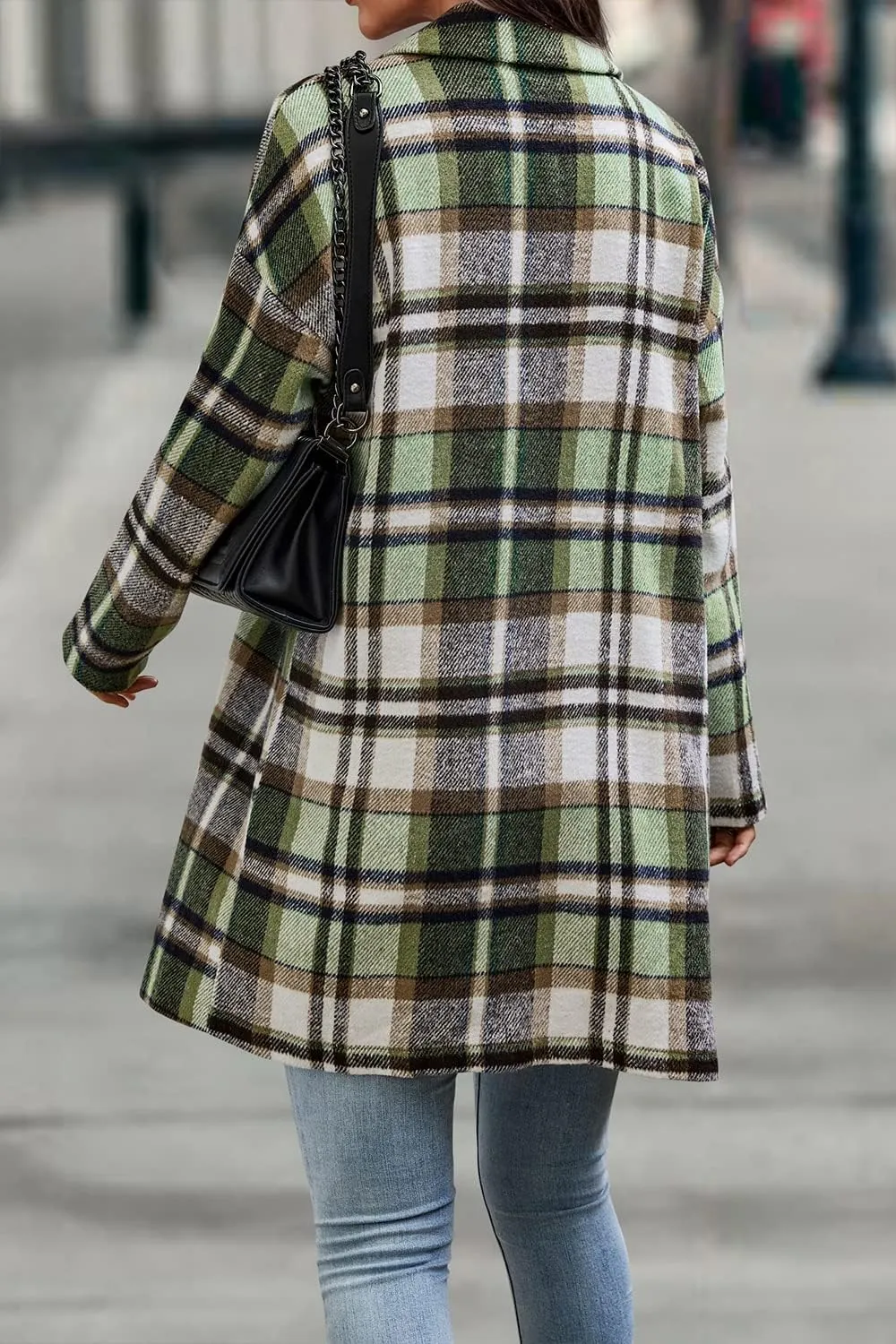 PRETTYGARDEN Women's Plaid Shacket Jacket Trendy Casual Button Wool Blend Winter Tartan Trench Coat with Pockets