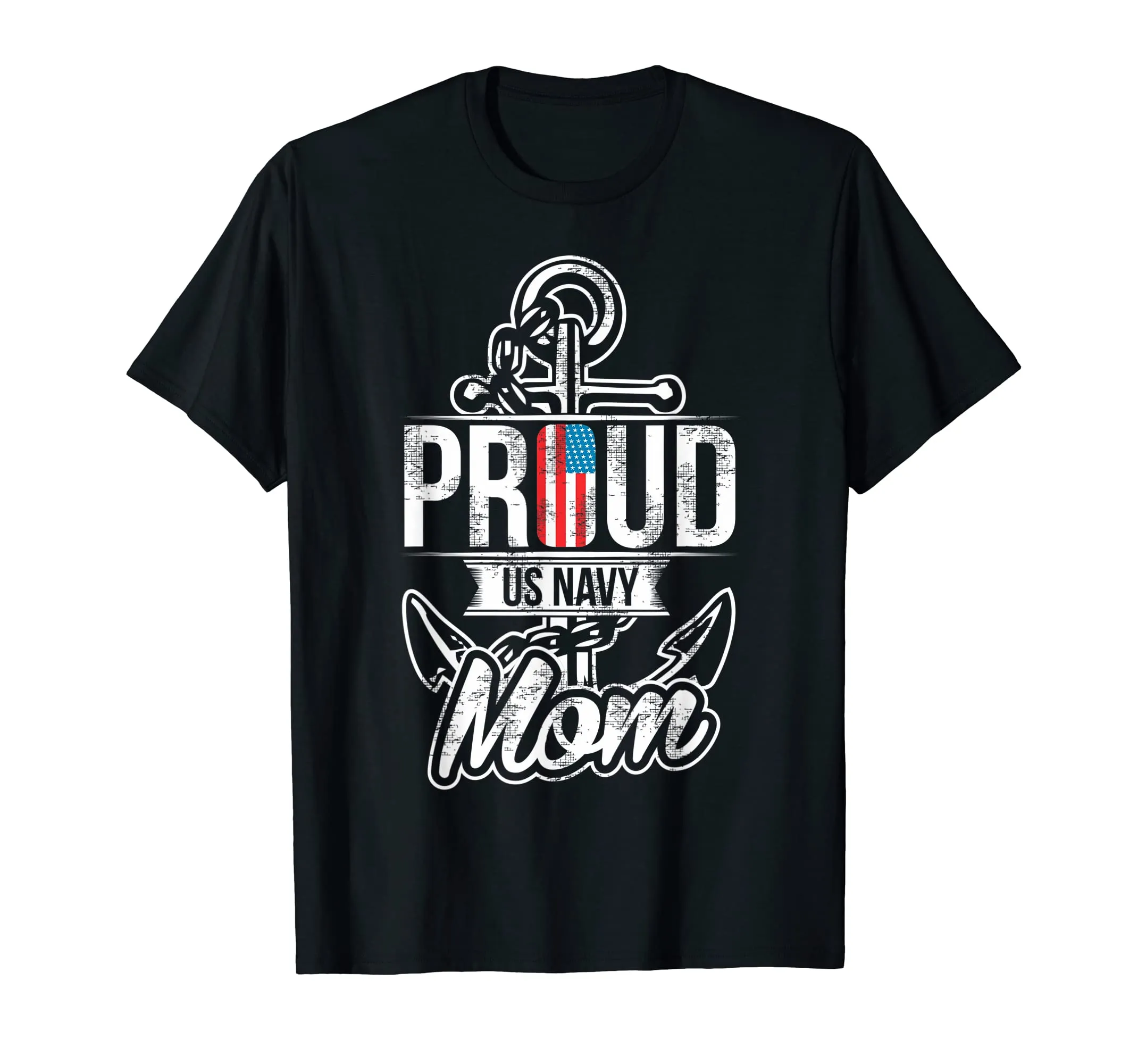 Proud US Navy Mom T-Shirt - Patriotic American Mother Tee