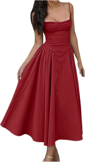 PTOLOCIF Summer Dresses for Women 2024, Trendy Bohemian Long Beach Sundresses Sleeveless Maxi Dress High Waisted Swing Dress