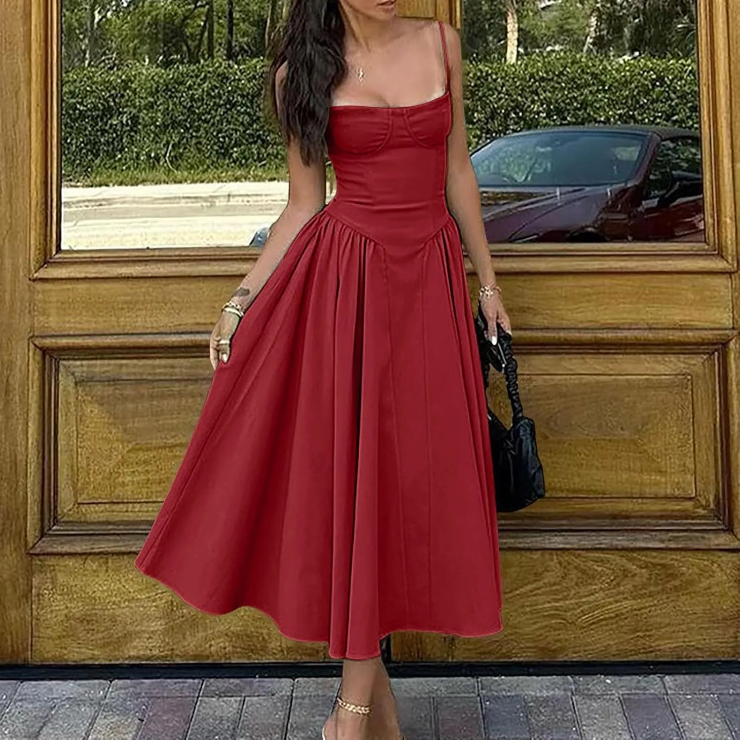 PTOLOCIF Summer Dresses for Women 2024, Trendy Bohemian Long Beach Sundresses Sleeveless Maxi Dress High Waisted Swing Dress