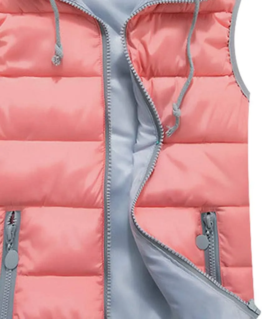 Puffer Vest Women with Hood Quilted Vest Lightweight Zip Up Padded Down Vests Sleeveless Winter Puffer Jacket Gilet Outerwear