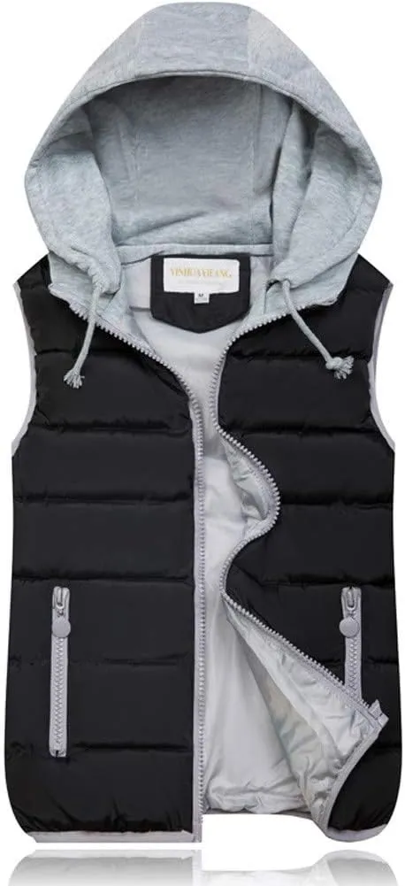 Puffer Vest Women with Hood Quilted Vest Lightweight Zip Up Padded Down Vests Sleeveless Winter Puffer Jacket Gilet Outerwear