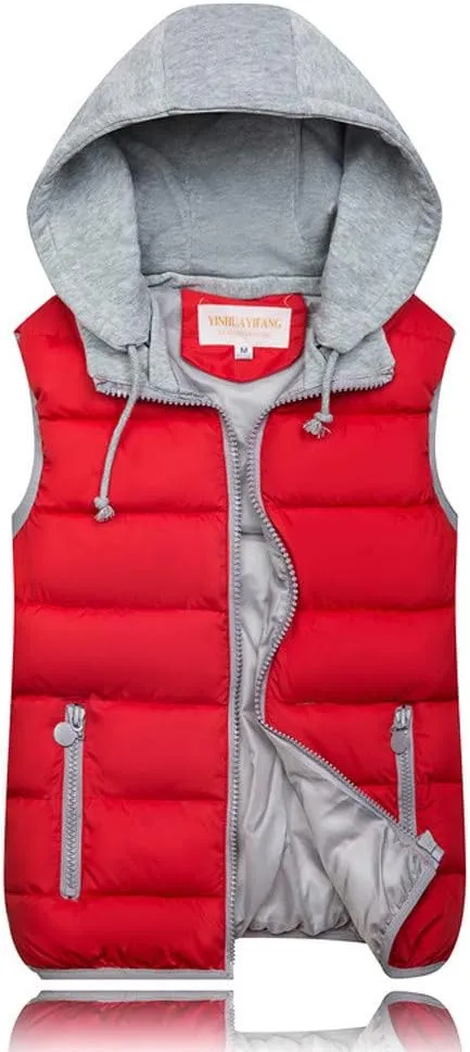 Puffer Vest Women with Hood Quilted Vest Lightweight Zip Up Padded Down Vests Sleeveless Winter Puffer Jacket Gilet Outerwear