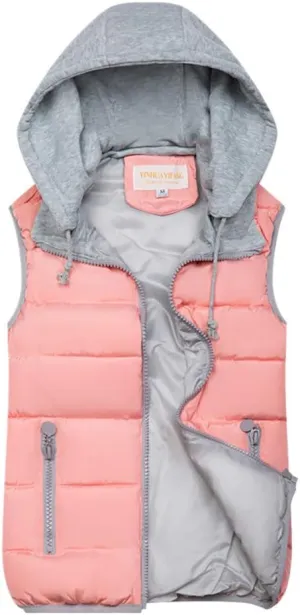 Puffer Vest Women with Hood Quilted Vest Lightweight Zip Up Padded Down Vests Sleeveless Winter Puffer Jacket Gilet Outerwear