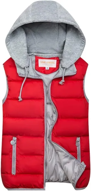Puffer Vest Women with Hood Quilted Vest Lightweight Zip Up Padded Down Vests Sleeveless Winter Puffer Jacket Gilet Outerwear