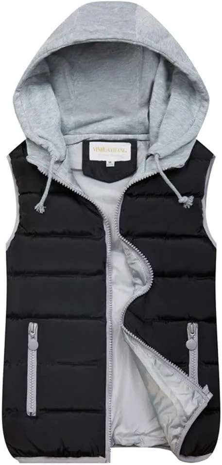 Puffer Vest Women with Hood Quilted Vest Lightweight Zip Up Padded Down Vests Sleeveless Winter Puffer Jacket Gilet Outerwear