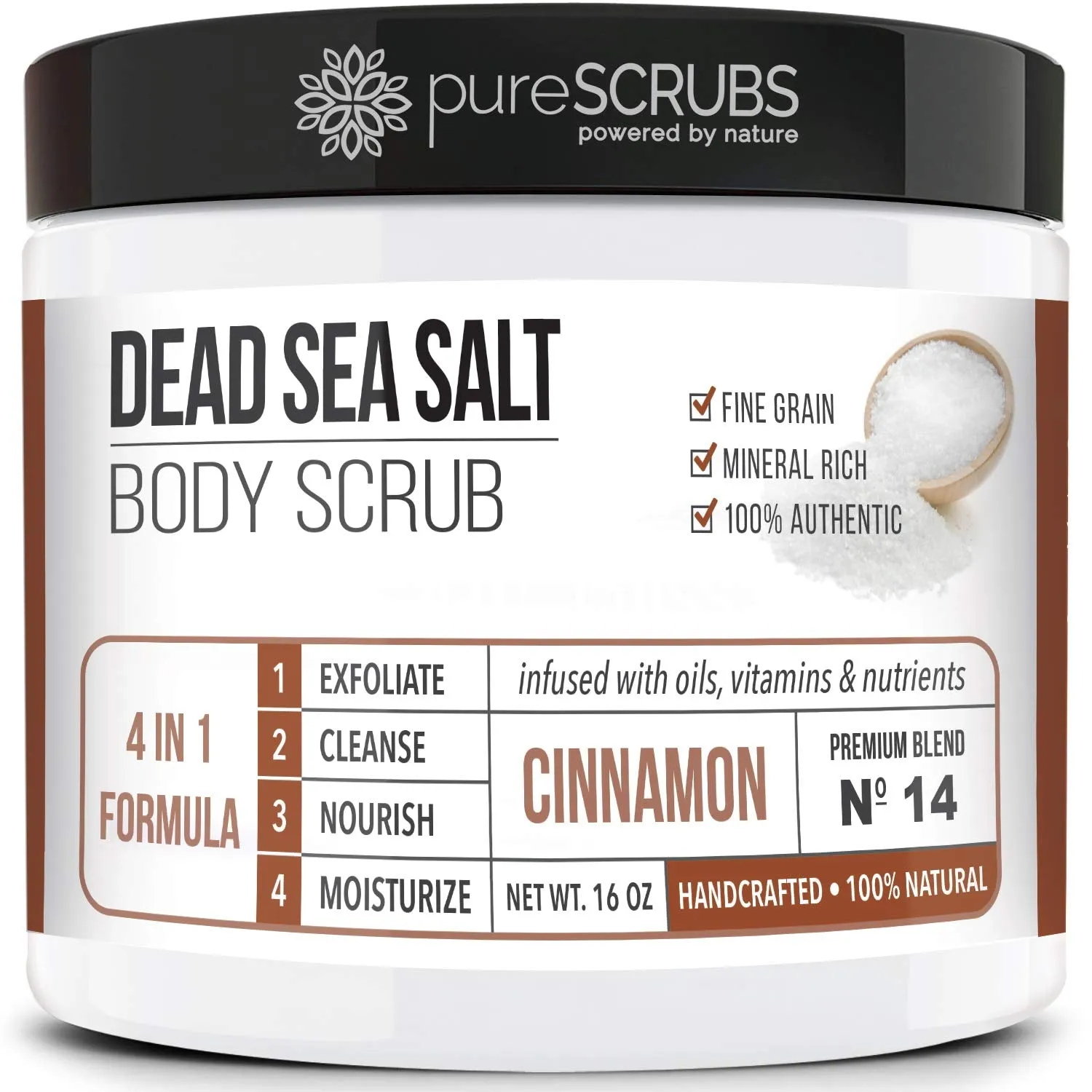 pureSCRUBS Premium Organic Body Scrub Set - Large 16oz LAVENDER BODY SCRUB - Dead Sea Salt Infused Organic Essential Oils & Nutrients INCLUDES Wooden Spoon, Loofah & Mini Organic Exfoliating Bar Soap
