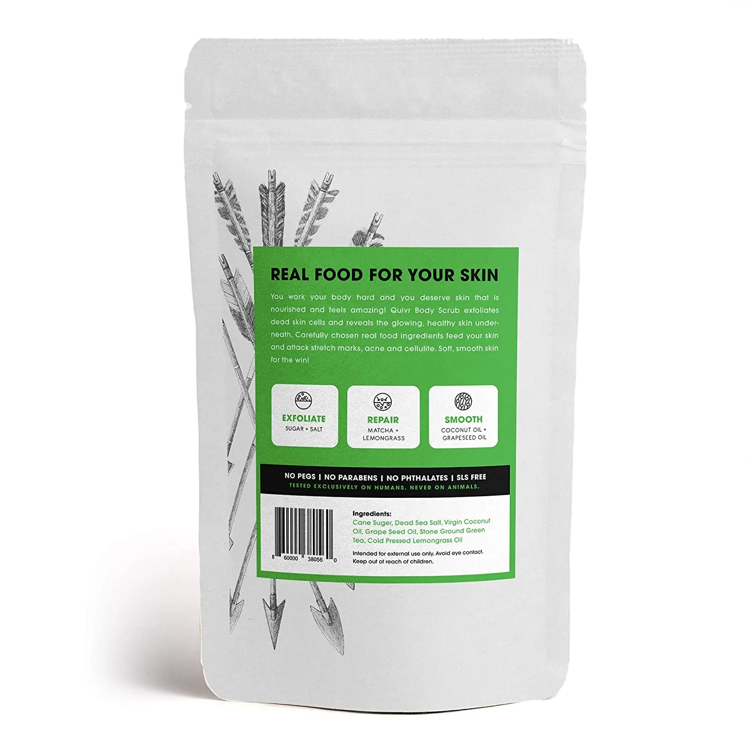 Quivr Matcha and Coconut Body Scrub, 100% natural, 10 oz