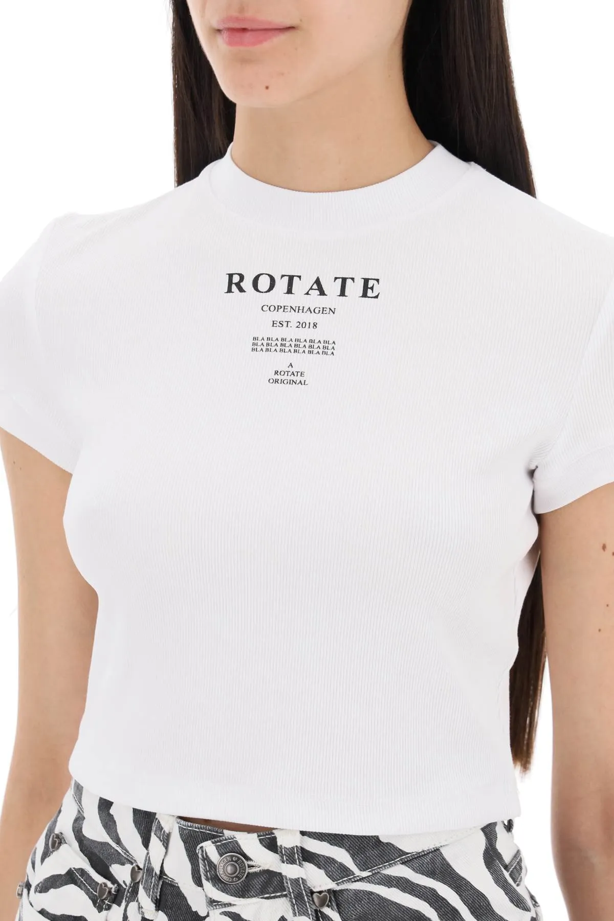 "cropped ribbed t-shirt