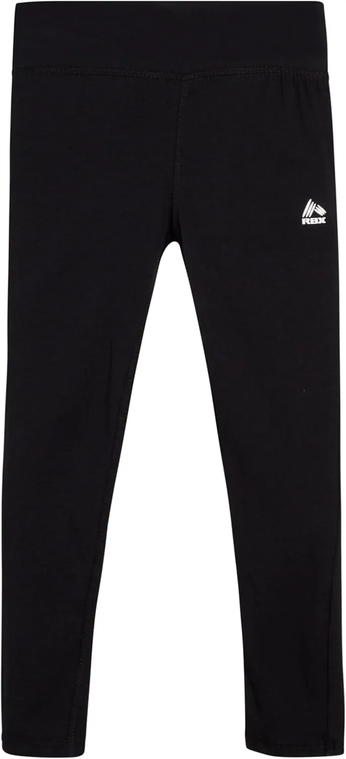 RBX Girls' Active Leggings - 2 Pack Cotton Stretch Yoga Pants and Kids Tights - Athletic Leggings for Girls (Sizes: 4-16)