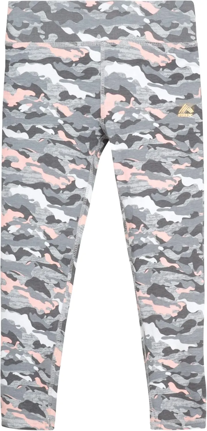 RBX Girls' Active Leggings - 2 Pack Cotton Stretch Yoga Pants and Kids Tights - Athletic Leggings for Girls (Sizes: 4-16)