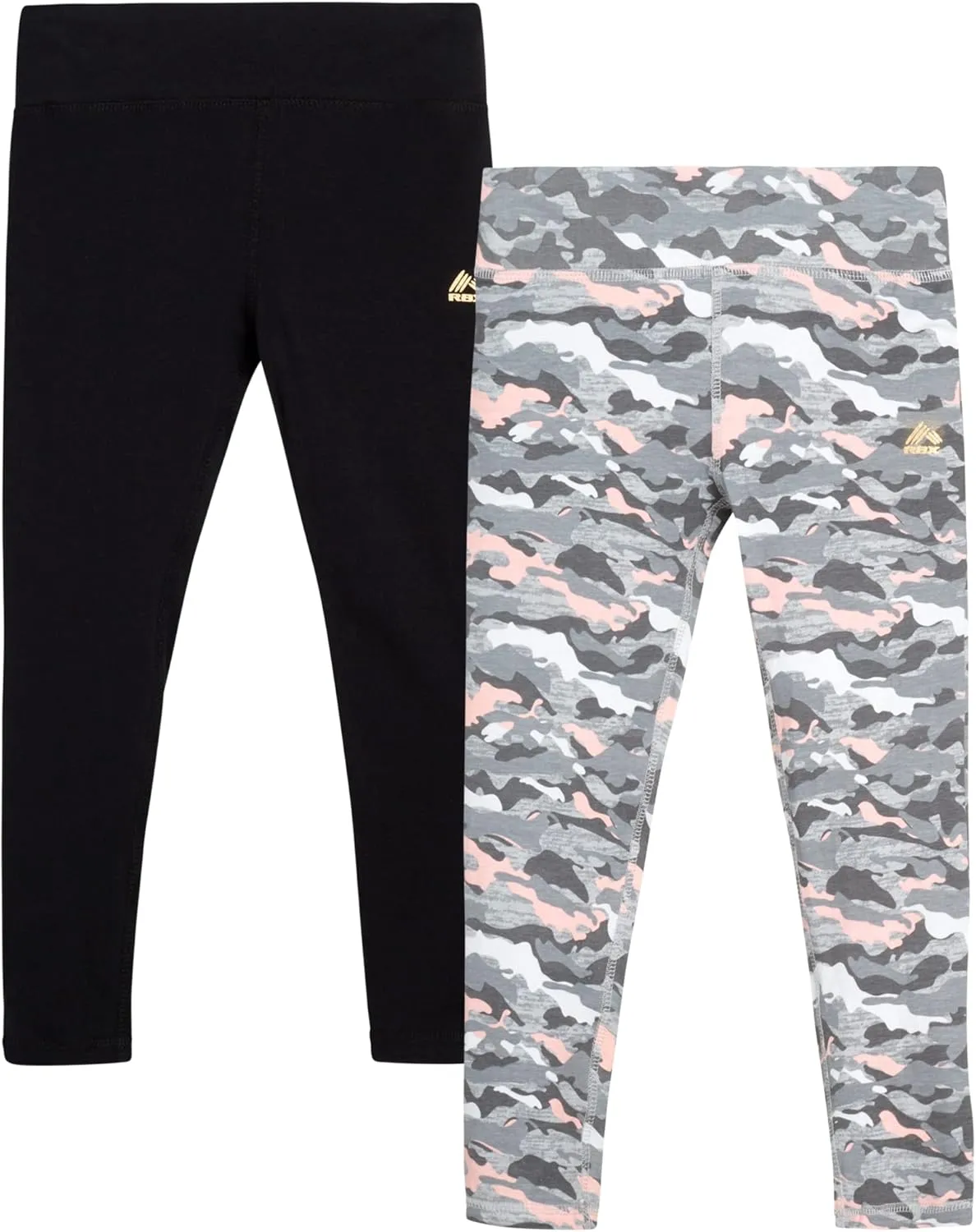 RBX Girls' Active Leggings - 2 Pack Cotton Stretch Yoga Pants and Kids Tights - Athletic Leggings for Girls (Sizes: 4-16)
