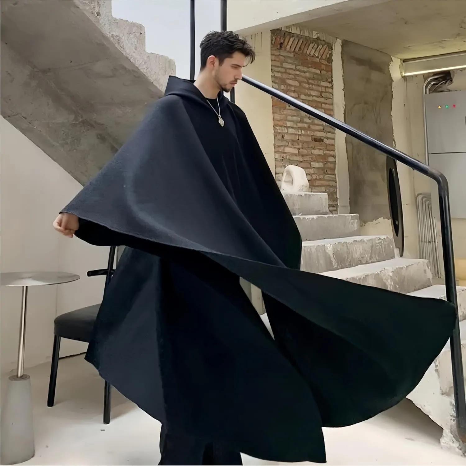 Renaissance Hooded Cloak Unisex Coat with Hood Halloween Christmas Cloak Vampire Witch Cape Cosplay Costume
