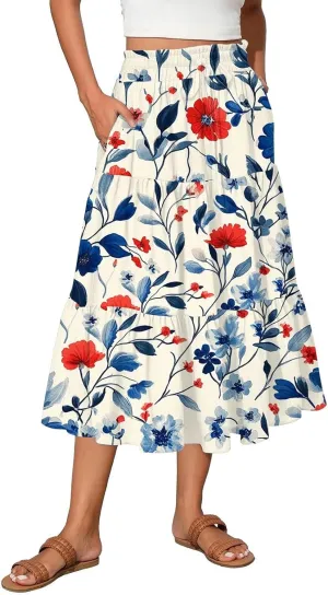 Renaissance Maxi Skirt for Women Boho Flowy Long Skirt High Waist A-Line Design