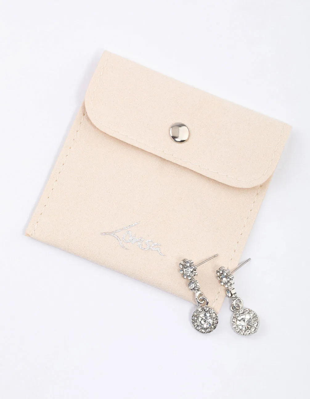 Rhodium Classic Signet Drop Earrings & Polishing Set