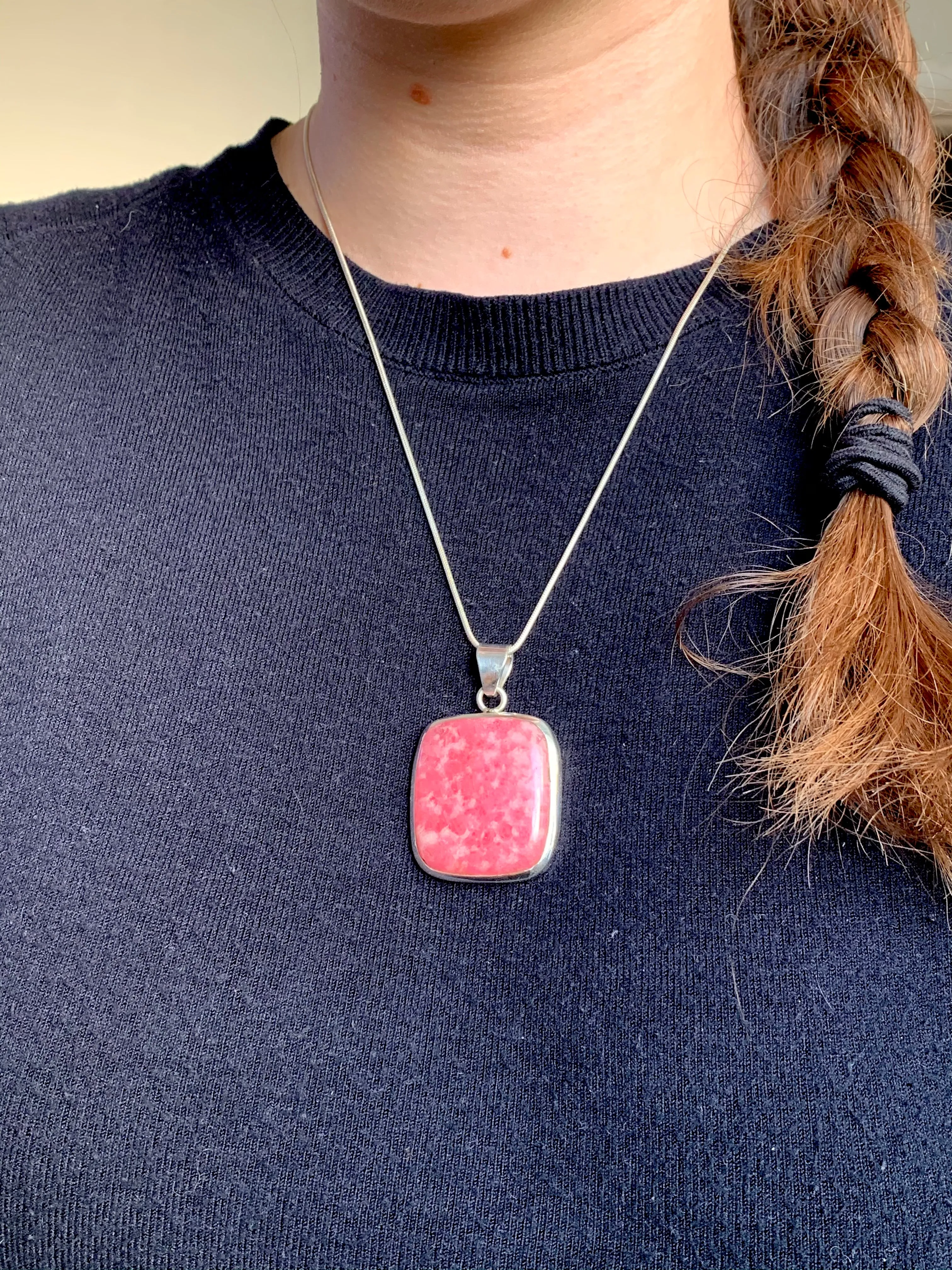 Rhodochrosite Naevia Pendant - Square A