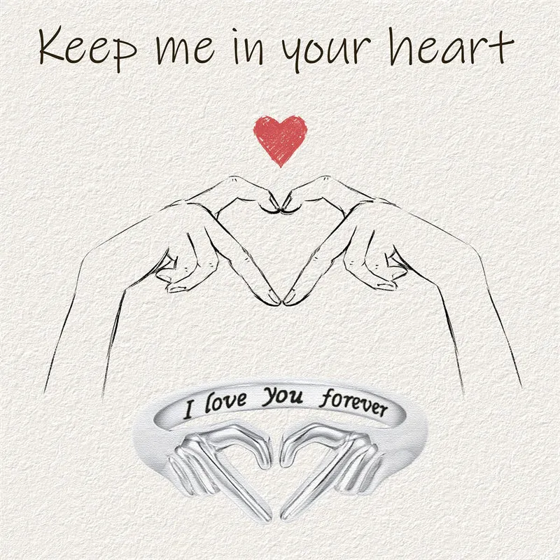 Romantic Heart Hand Hug Fashion Ring For Women Couple Jewelry Silver Color Punk Gesture Wedding Men Finger Accessories Gifts