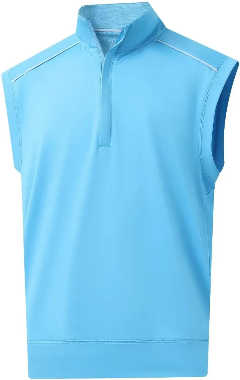 Rouen Mens Vests Outerwear Lightweight Moisture Wicking Midlayer Sleeveless Sports Golf Quarter Zip Pullover Mens Vest
