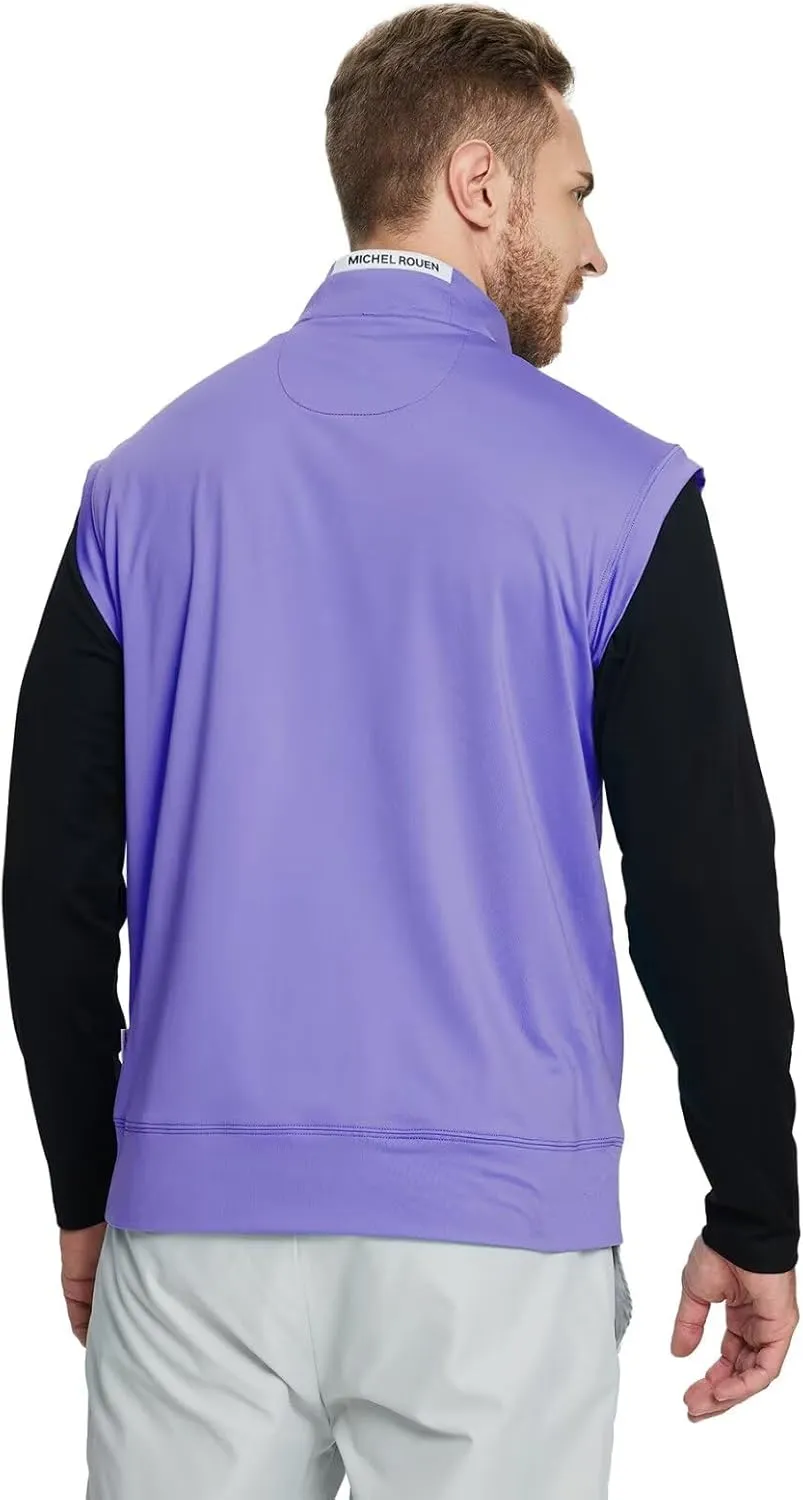 Rouen Mens Vests Outerwear Lightweight Moisture Wicking Midlayer Sleeveless Sports Golf Quarter Zip Pullover Mens Vest