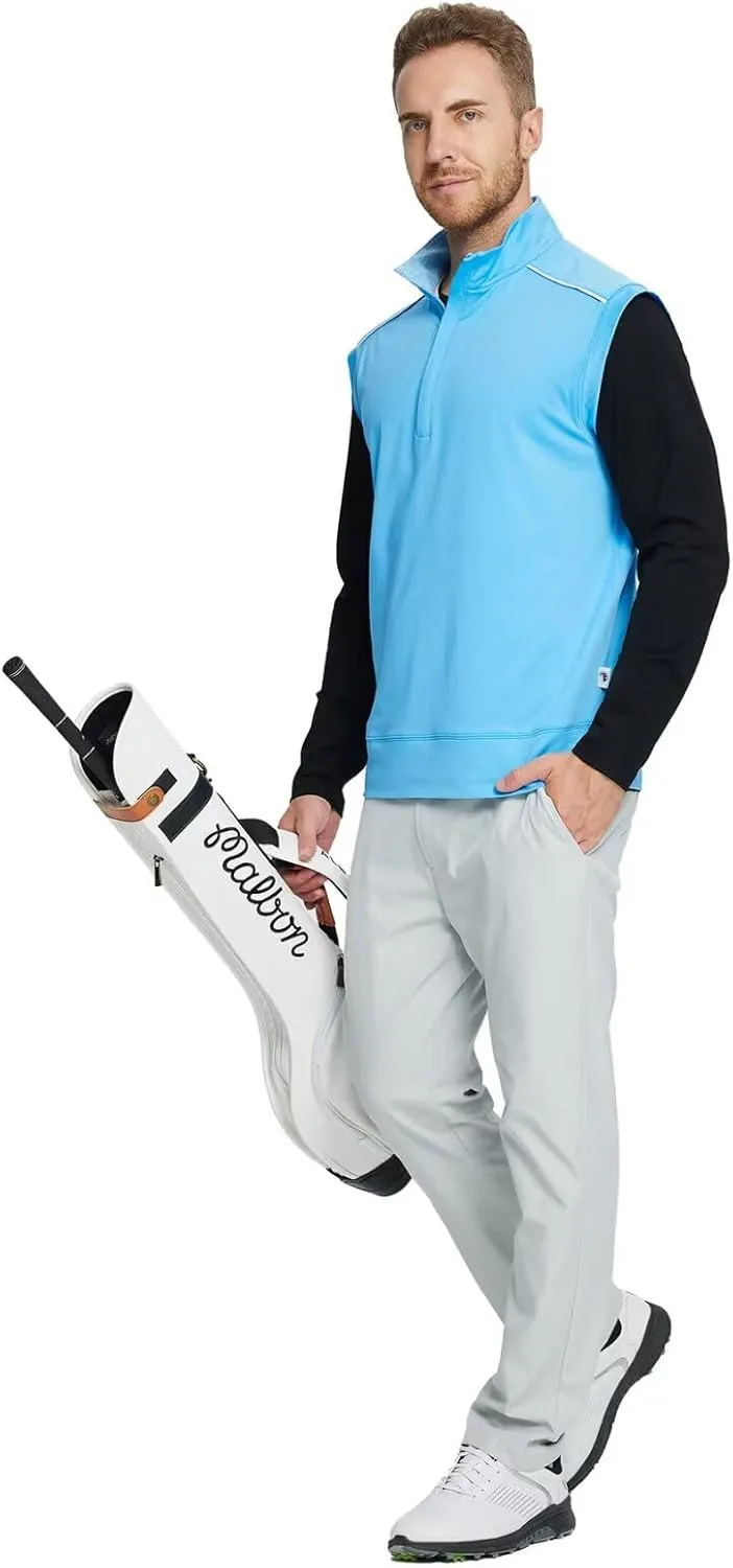 Rouen Mens Vests Outerwear Lightweight Moisture Wicking Midlayer Sleeveless Sports Golf Quarter Zip Pullover Mens Vest