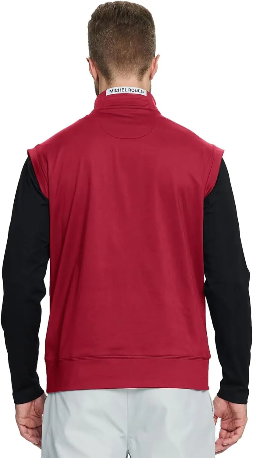 Rouen Mens Vests Outerwear Lightweight Moisture Wicking Midlayer Sleeveless Sports Golf Quarter Zip Pullover Mens Vest