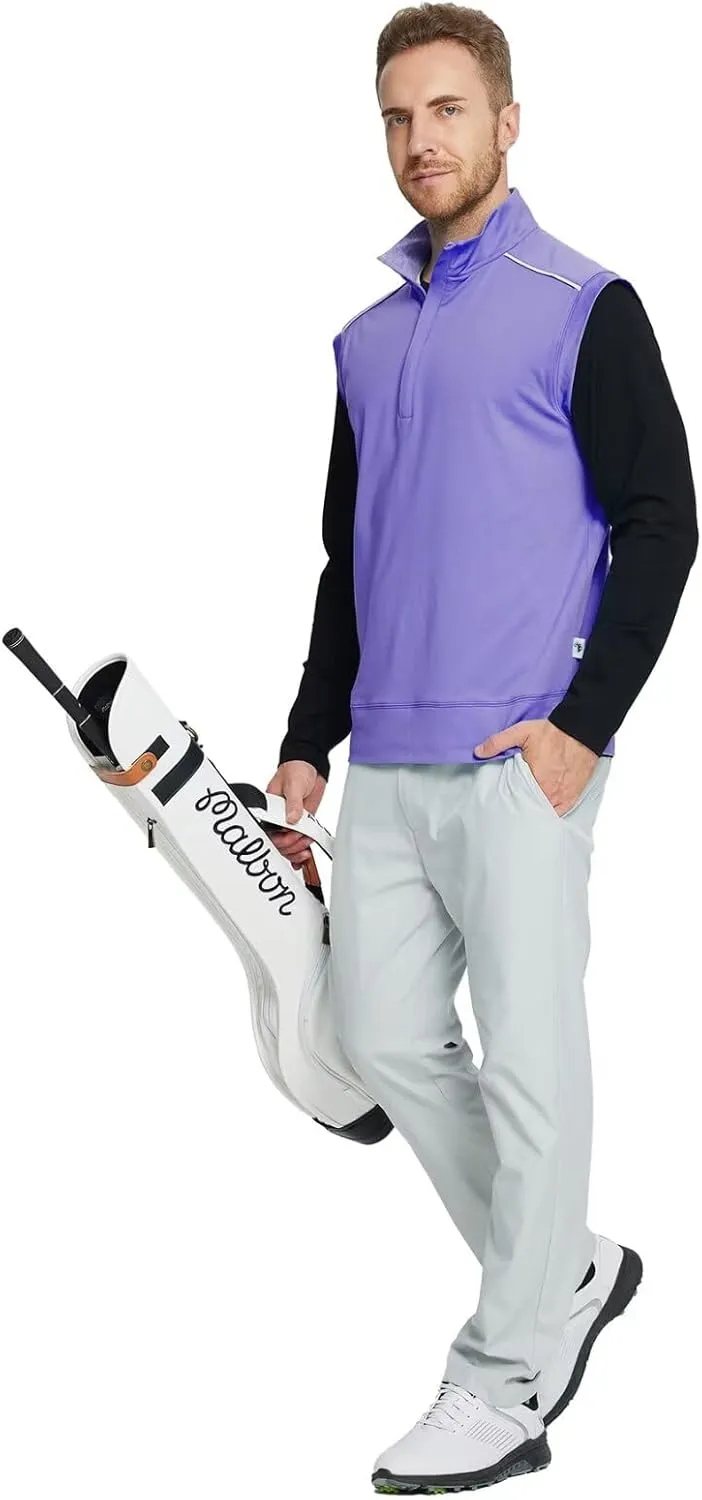 Rouen Mens Vests Outerwear Lightweight Moisture Wicking Midlayer Sleeveless Sports Golf Quarter Zip Pullover Mens Vest