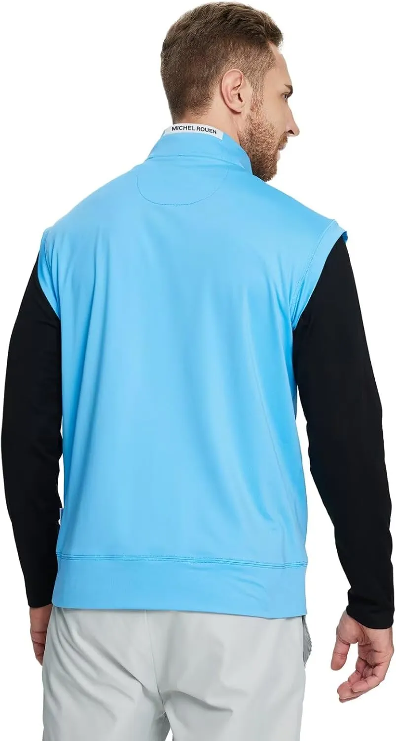 Rouen Mens Vests Outerwear Lightweight Moisture Wicking Midlayer Sleeveless Sports Golf Quarter Zip Pullover Mens Vest