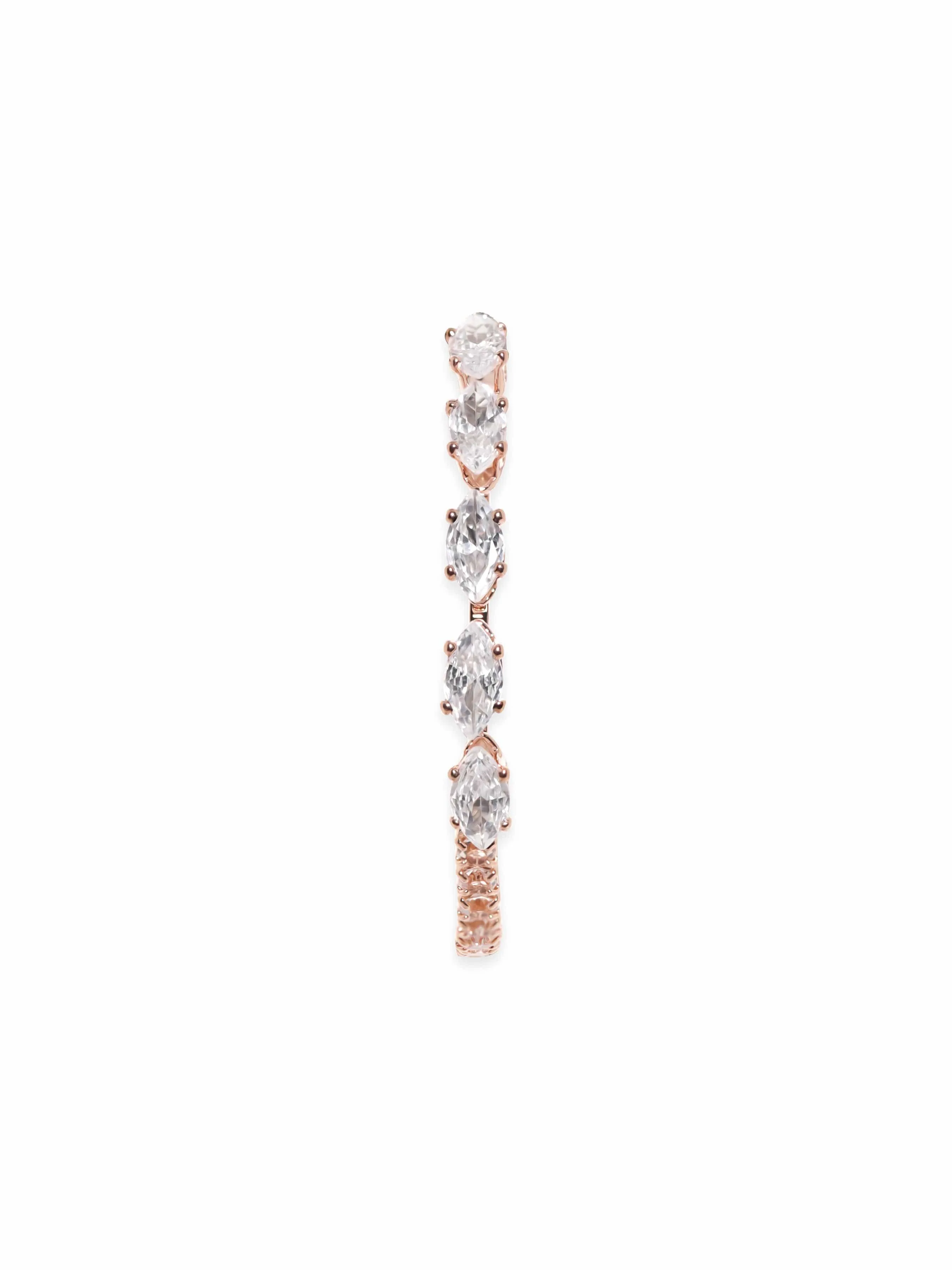 Rubans Voguish Rose Gold Oval Zirconia Studded Hoop Earring