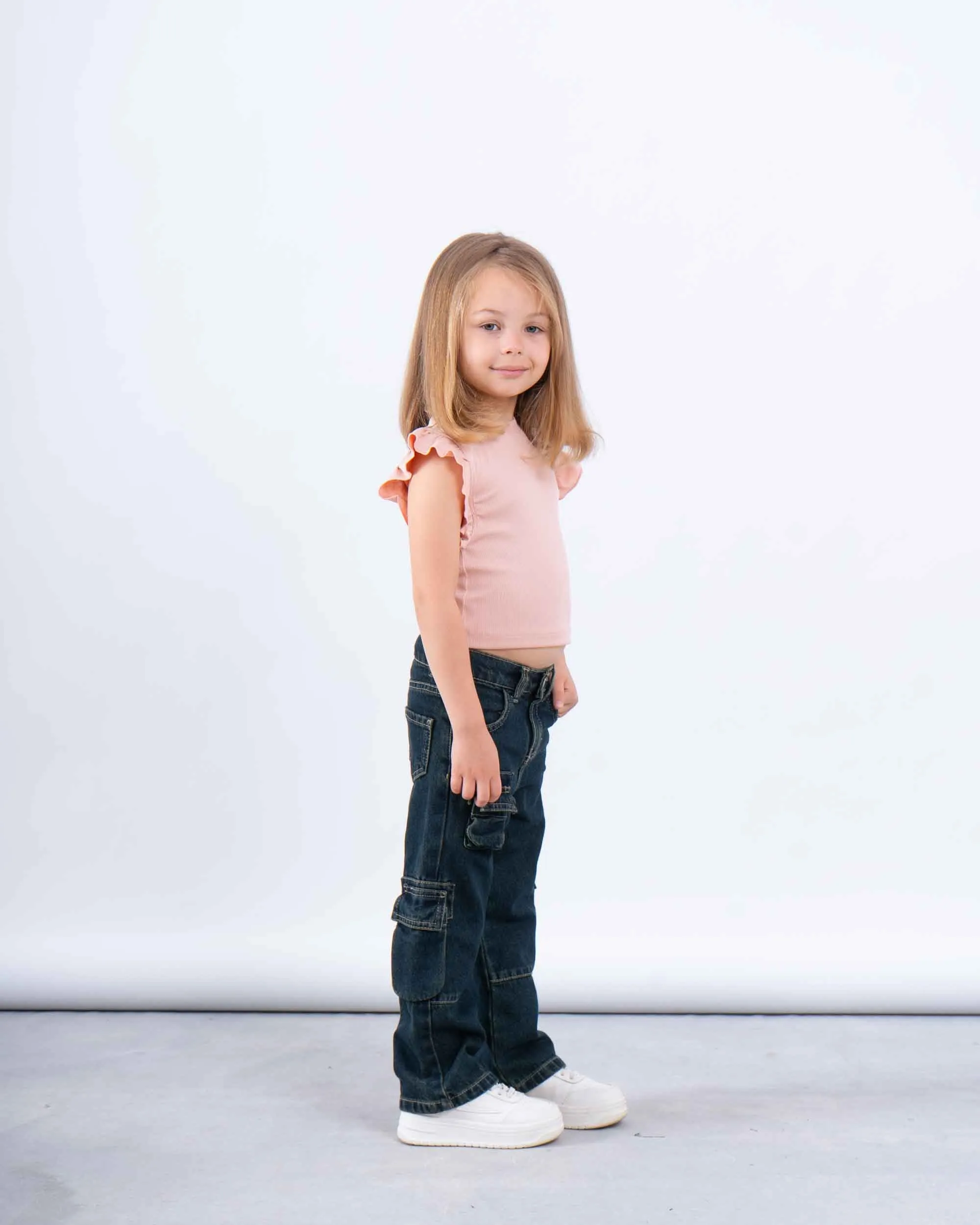 Ruffle Sleeve Ribbed Top