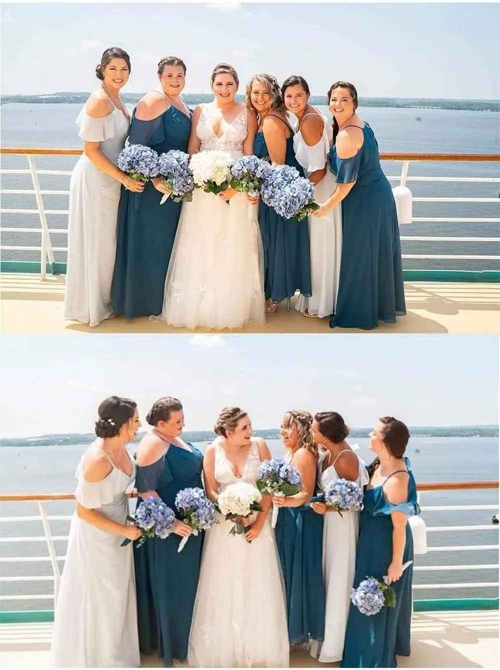 Ruffles Sleeve Bridesmaid Dresses for Wedding Cold Shoulder Split Formal Dresses for Women