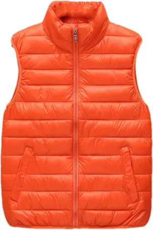 SaoBiiu Men Sleeveless Jacket Vest Winter Cotton-Padded Coats Vests Stand Collar Warm Loose Zipper Waistcoats