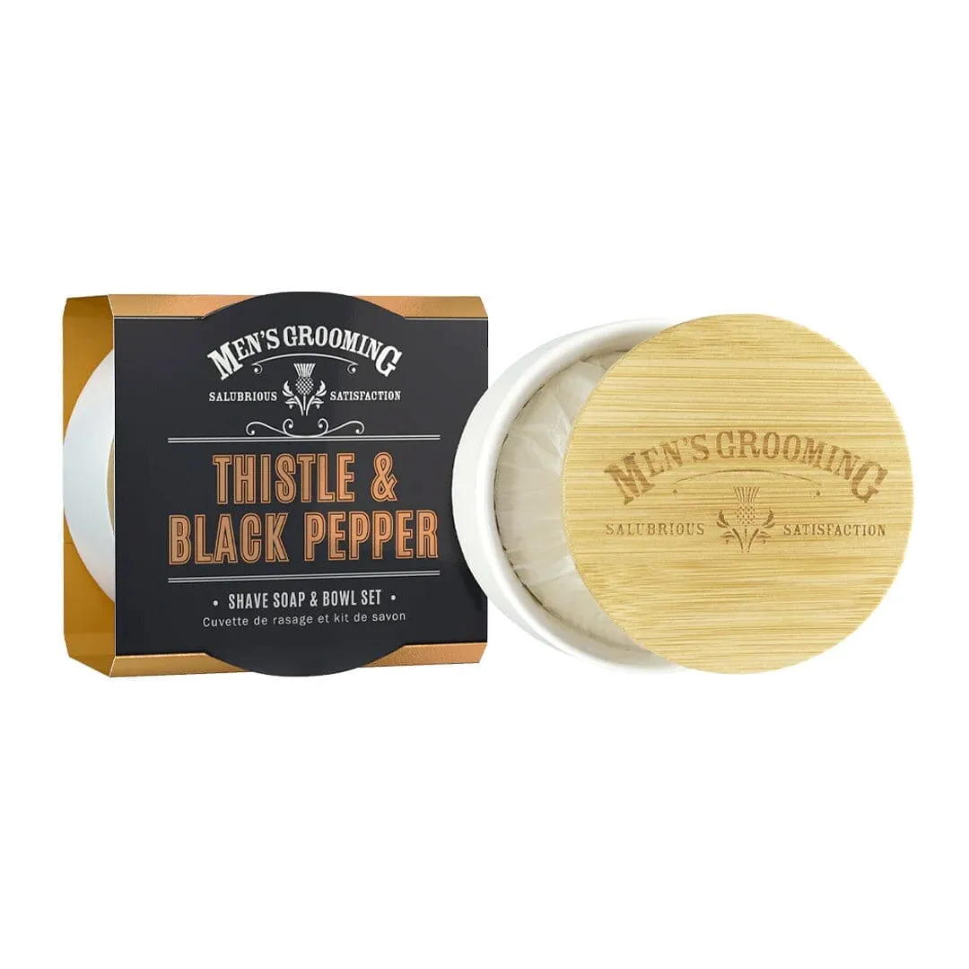 Scottish Fine Soaps Thistle and Black Pepper Shave Soap & Bowl Set