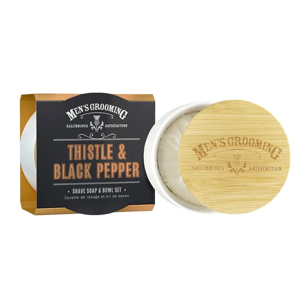 Scottish Fine Soaps Thistle and Black Pepper Shave Soap & Bowl Set