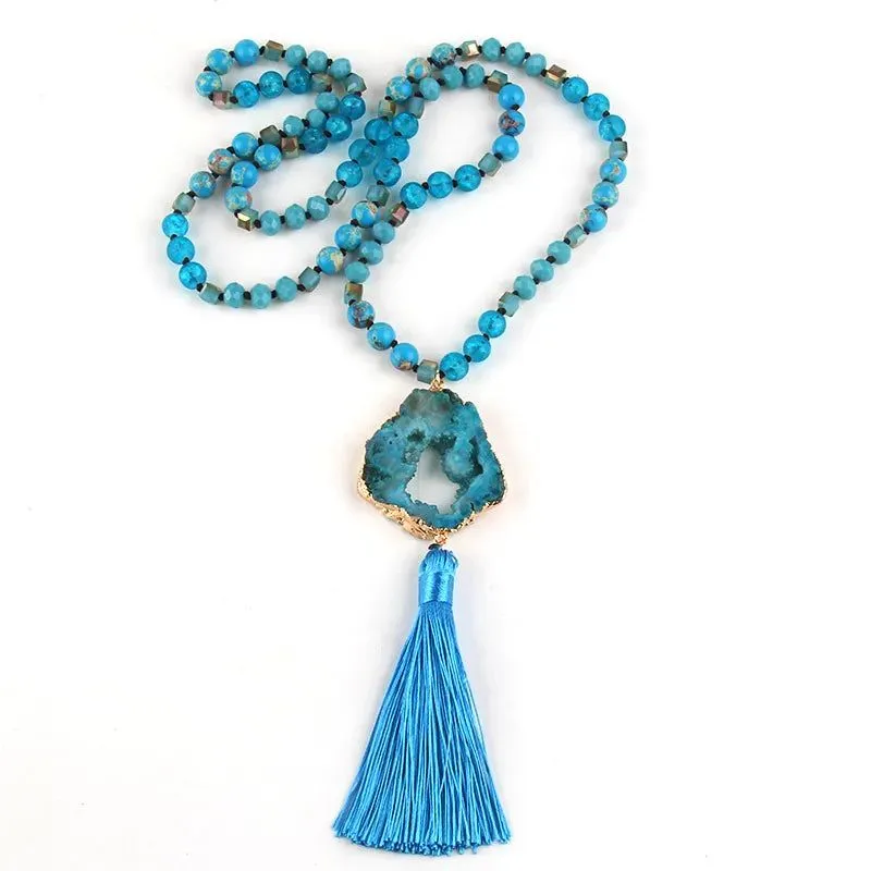 Semi Precious Druzy Stone Necklaces Collection