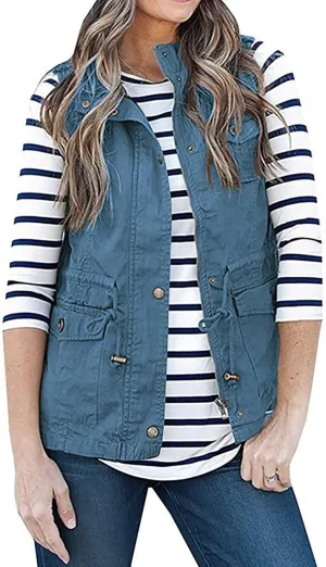 SENSERISE Womens Utility Vest Lightweight Military Vests Outerwear Sleeveless Jacket Anorak Coat with Pockets