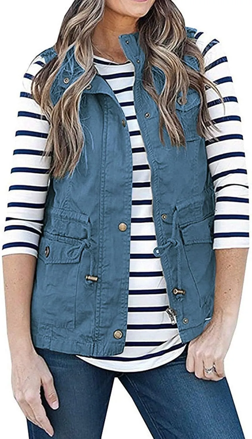 SENSERISE Womens Utility Vest Lightweight Military Vests Outerwear Sleeveless Jacket Anorak Coat with Pockets