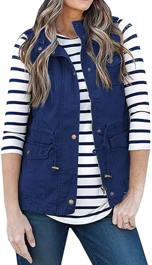 SENSERISE Womens Utility Vest Lightweight Military Vests Outerwear Sleeveless Jacket Anorak Coat with Pockets
