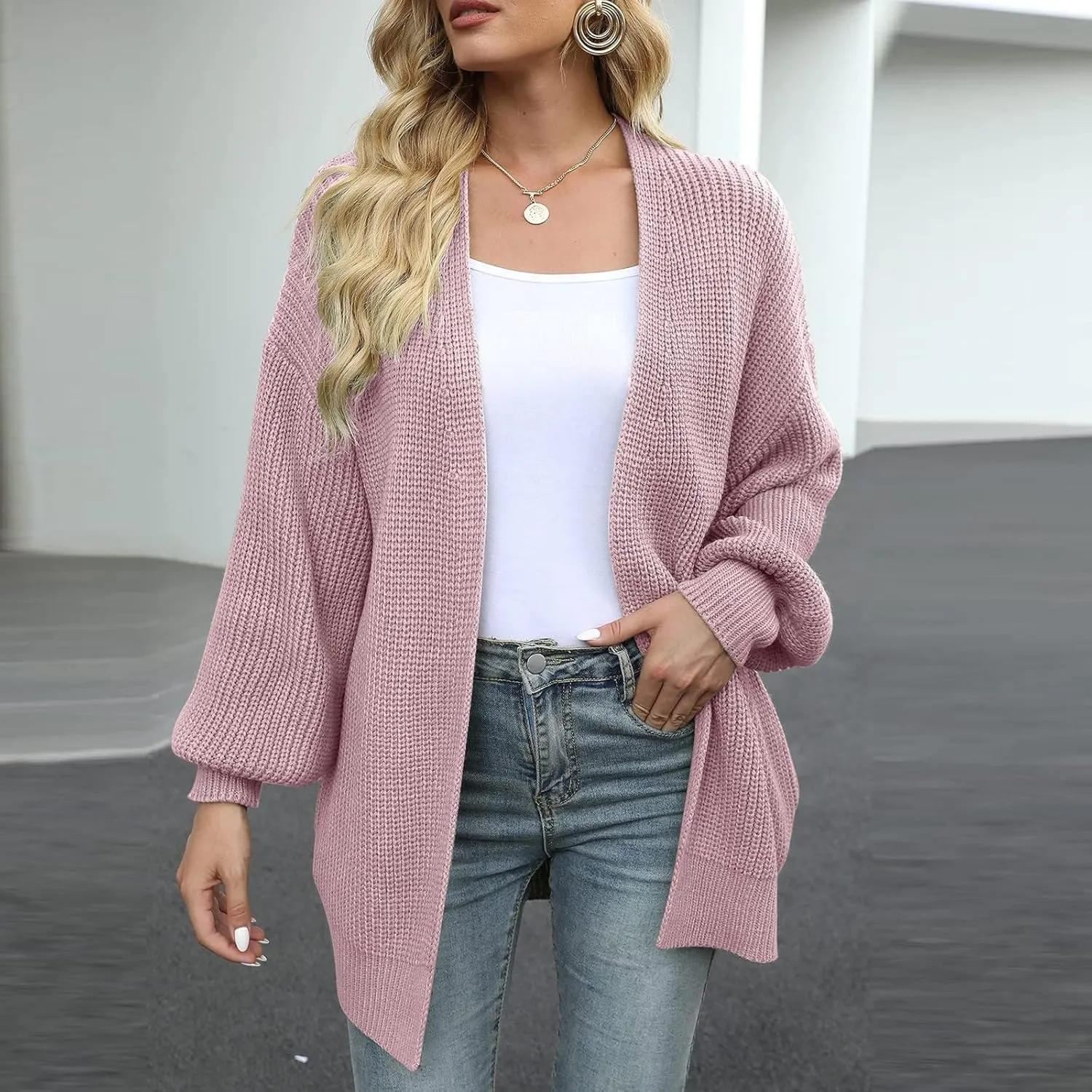 Shacket Jacket Women Long Sleeve Thickened Warm Outdoor Fleece Jacket Open Stitch Coat Sweater Coat Trench