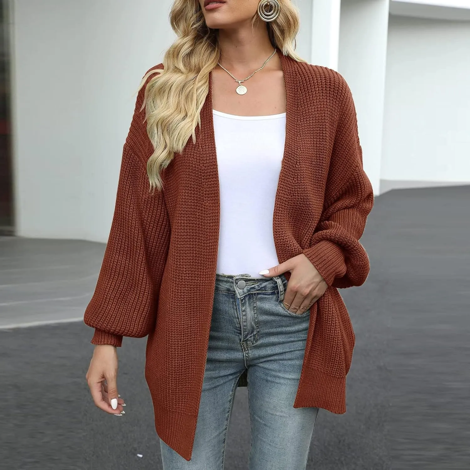 Shacket Jacket Women Long Sleeve Thickened Warm Outdoor Fleece Jacket Open Stitch Coat Sweater Coat Trench