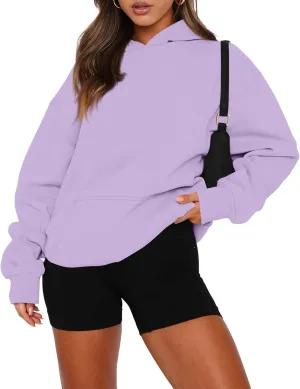 slqdgmryz Oversized Sweatshirt for Women Fleece Preppy Cozy Cute Hoodies Y2k Soft Drop Shoulder Plain Hoodie with Pockets