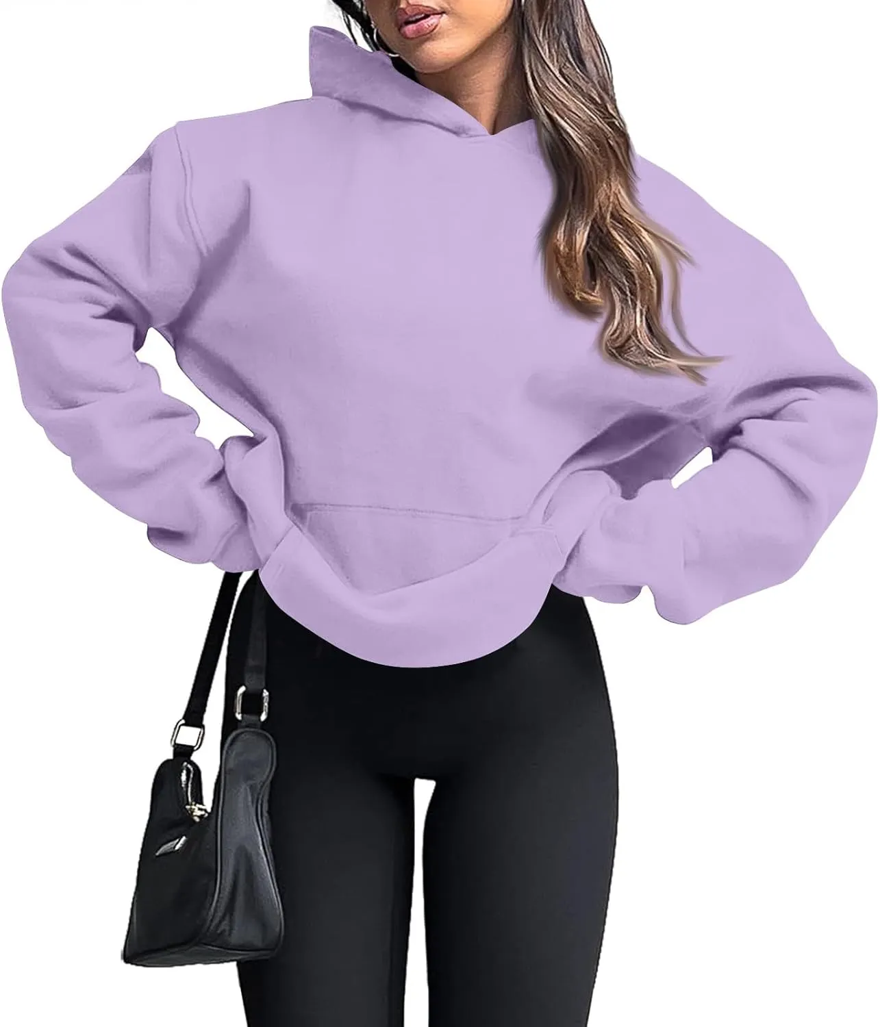 slqdgmryz Oversized Sweatshirt for Women Fleece Preppy Cozy Cute Hoodies Y2k Soft Drop Shoulder Plain Hoodie with Pockets
