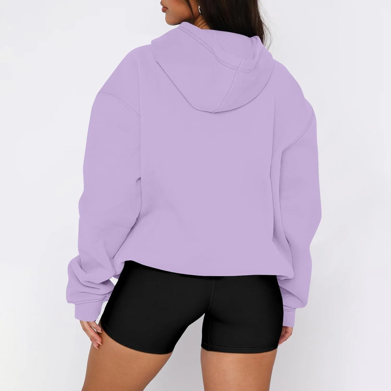slqdgmryz Oversized Sweatshirt for Women Fleece Preppy Cozy Cute Hoodies Y2k Soft Drop Shoulder Plain Hoodie with Pockets
