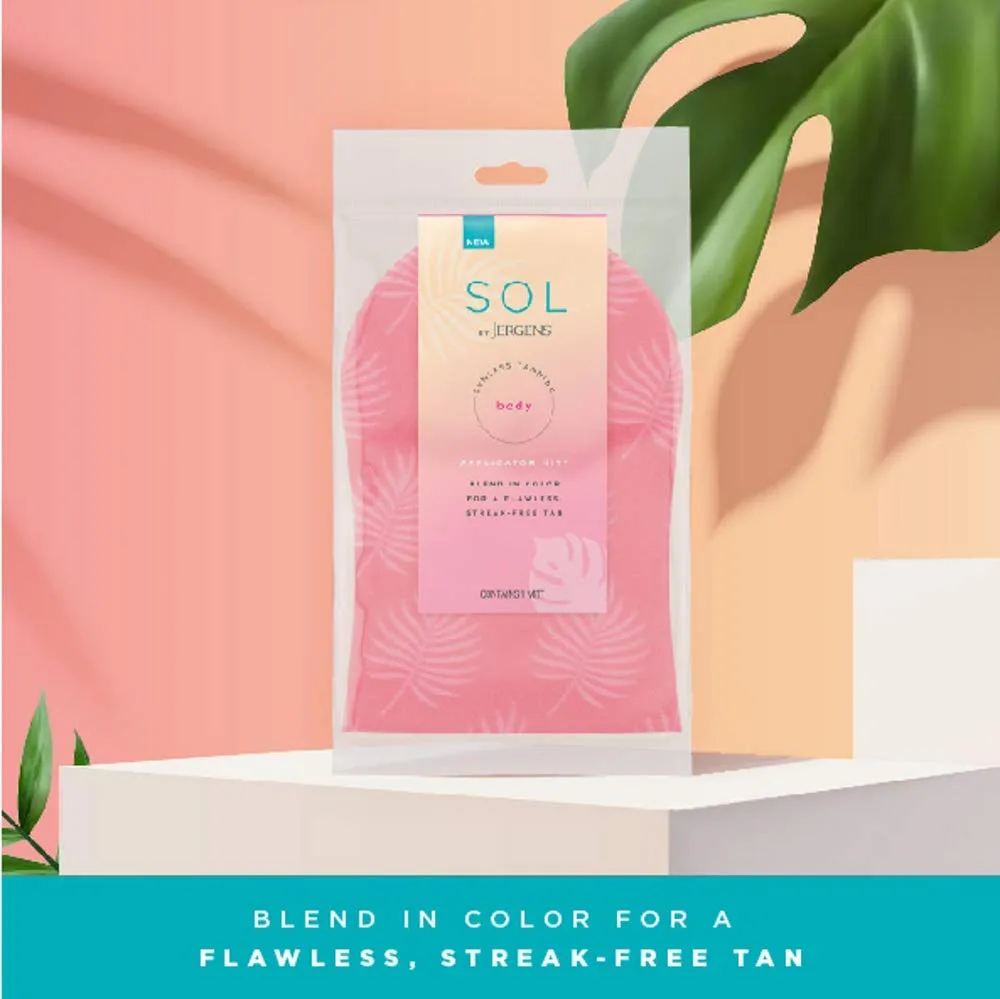 SOL by Jergens Self Tanner Applicator Mitt, Flawless, Streak-free Tanning Blender Glove, Sunless Tanning, Reusable Tanning Mitt Protects Hands