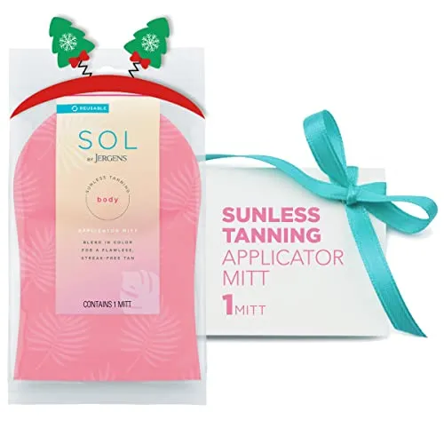 SOL by Jergens Self Tanner Applicator Mitt, Flawless, Streak-free Tanning Blender Glove, Sunless Tanning, Reusable Tanning Mitt Protects Hands