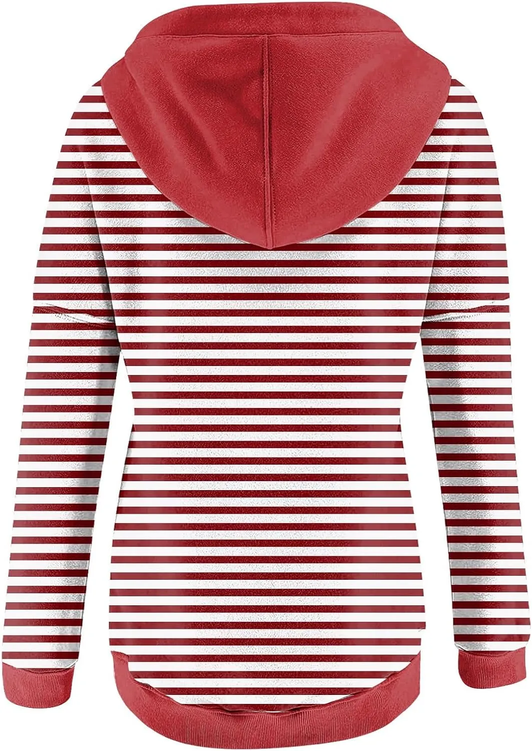 Striped Hooded Sweatshirt for Women Quarter Button Down Drawstring Hoodies Casual Long Sleeve Pullover with Pockets